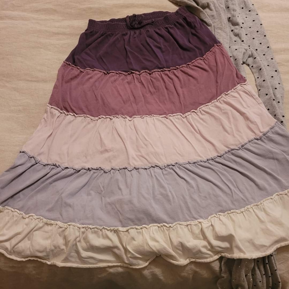 Tiered cotton skirt multi color lavender 💜